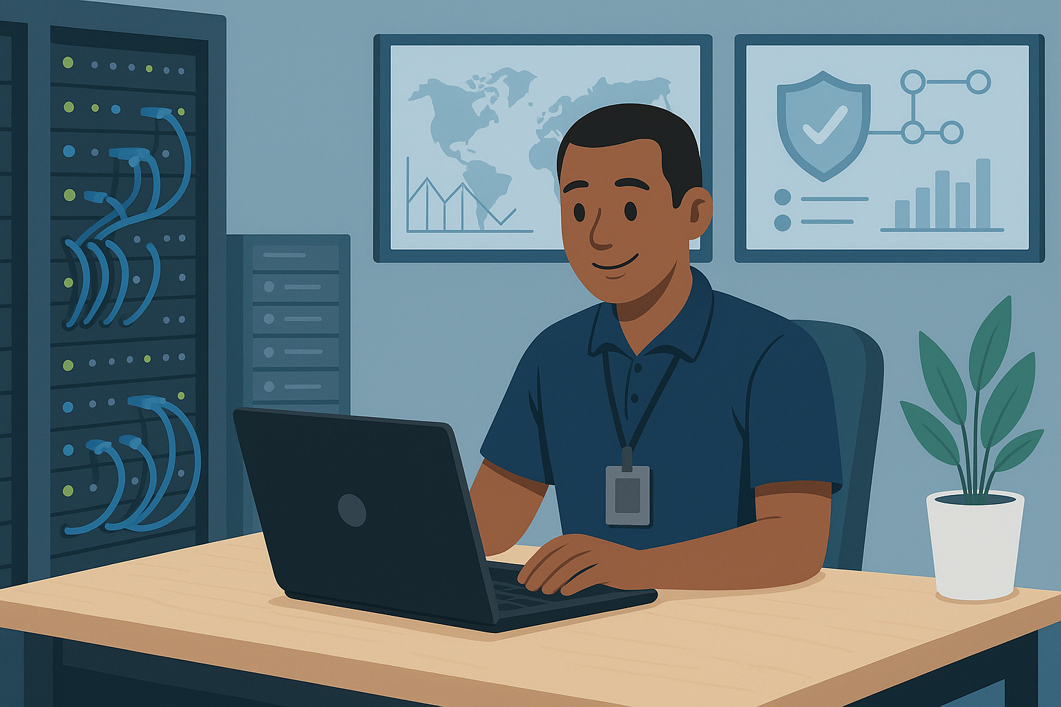 Network CTA Person working on a laptop.