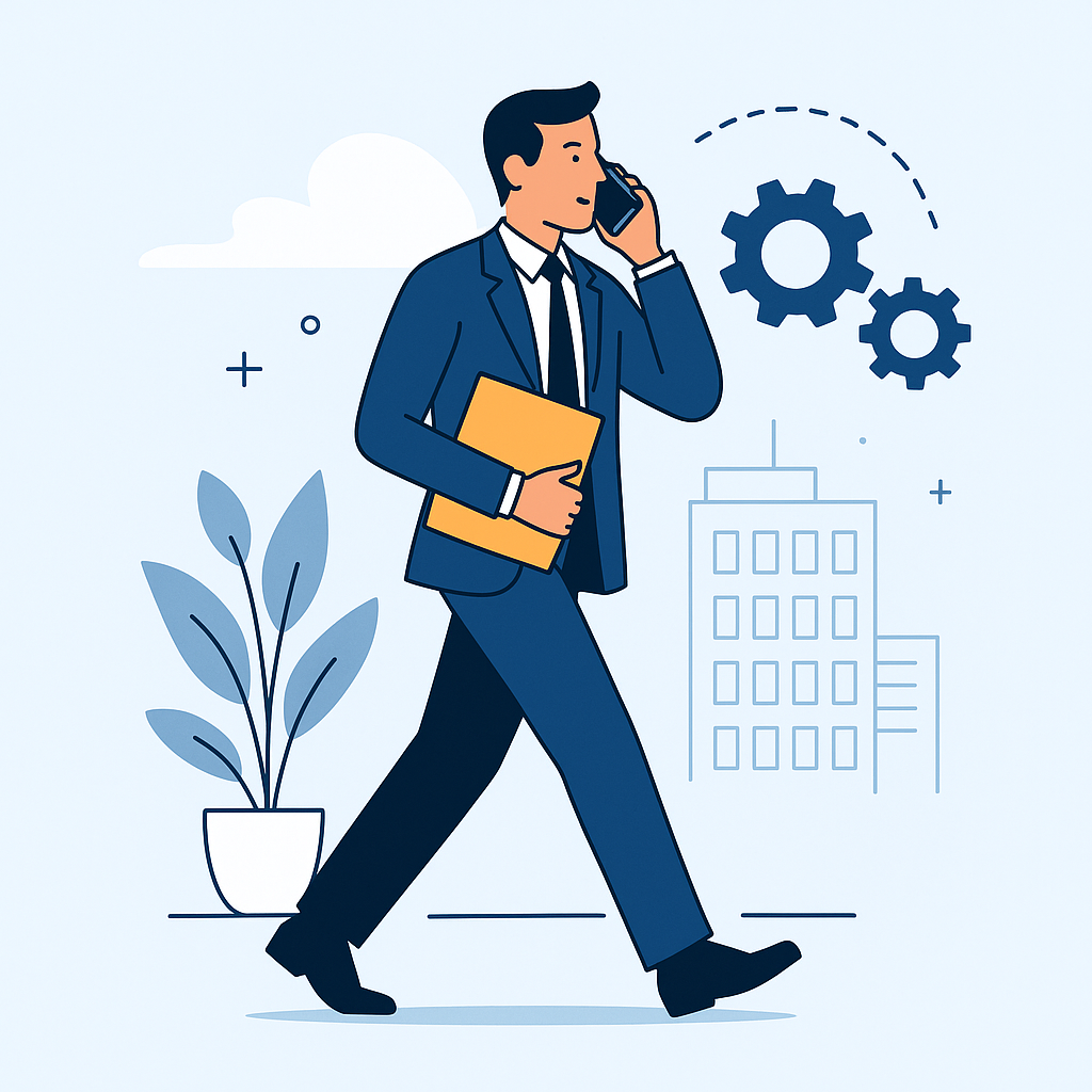 Vendor Simplify Businessman walking with a folder.