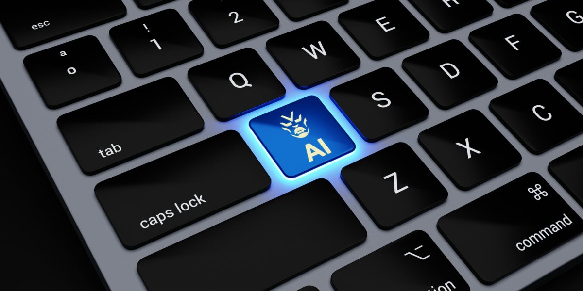 public AI data leakage a computer keyboard with a blue light on it